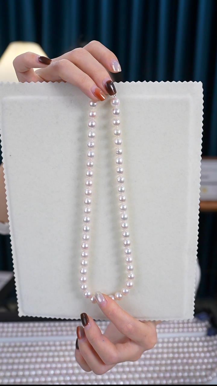 【闪购商品】海水珍珠项链银S925镶嵌8-9mmakoya项链