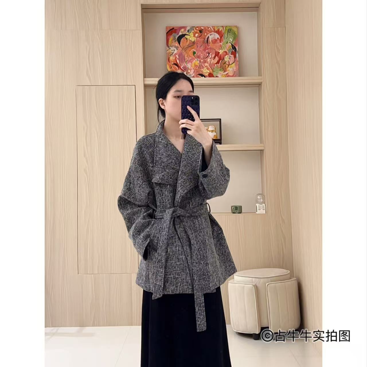 占牛牛I.NUNIU 经典大翻领深色秋装短外套