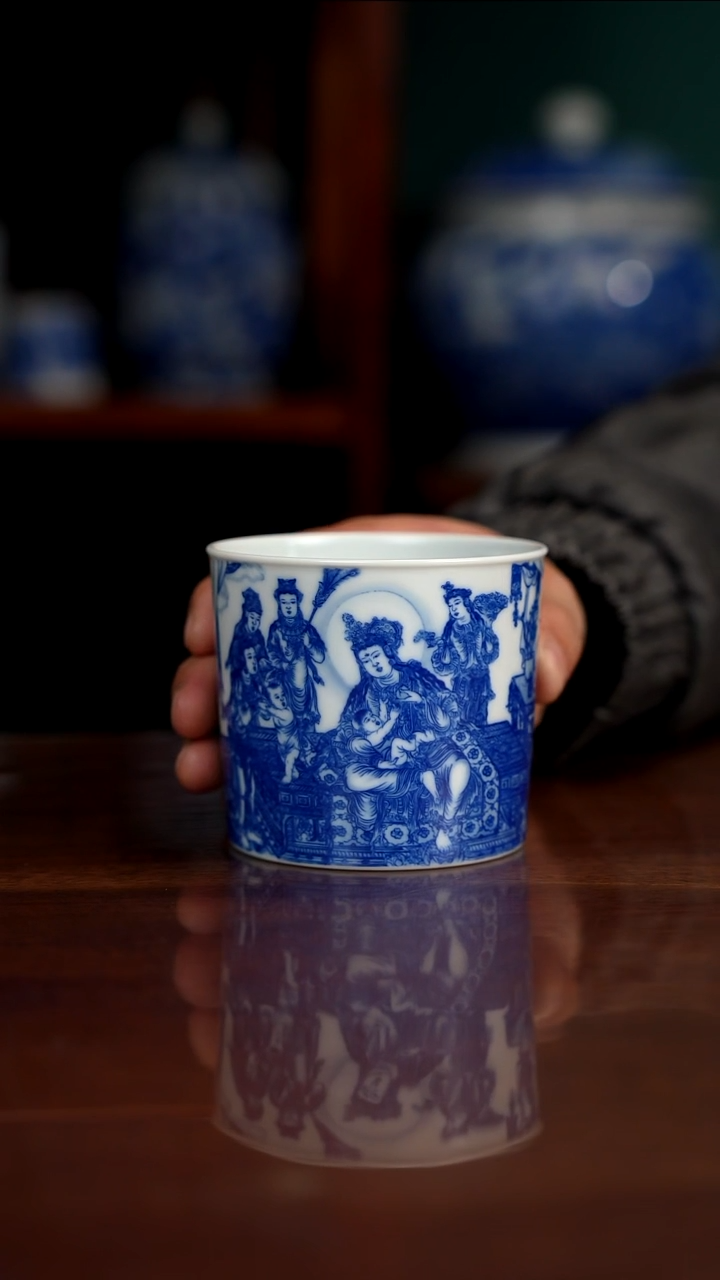 晓竹窑青花姨母育佛图