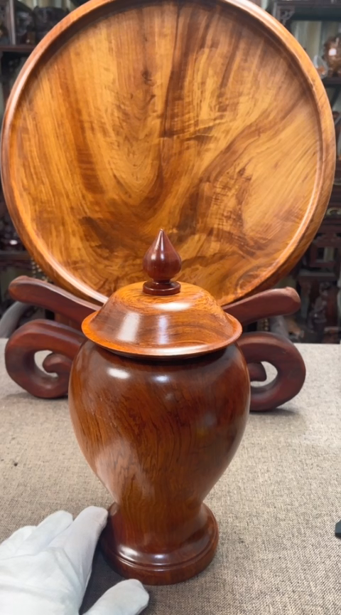 【闪购商品】大果紫檀（缅甸花梨）木艺缅花将军罐