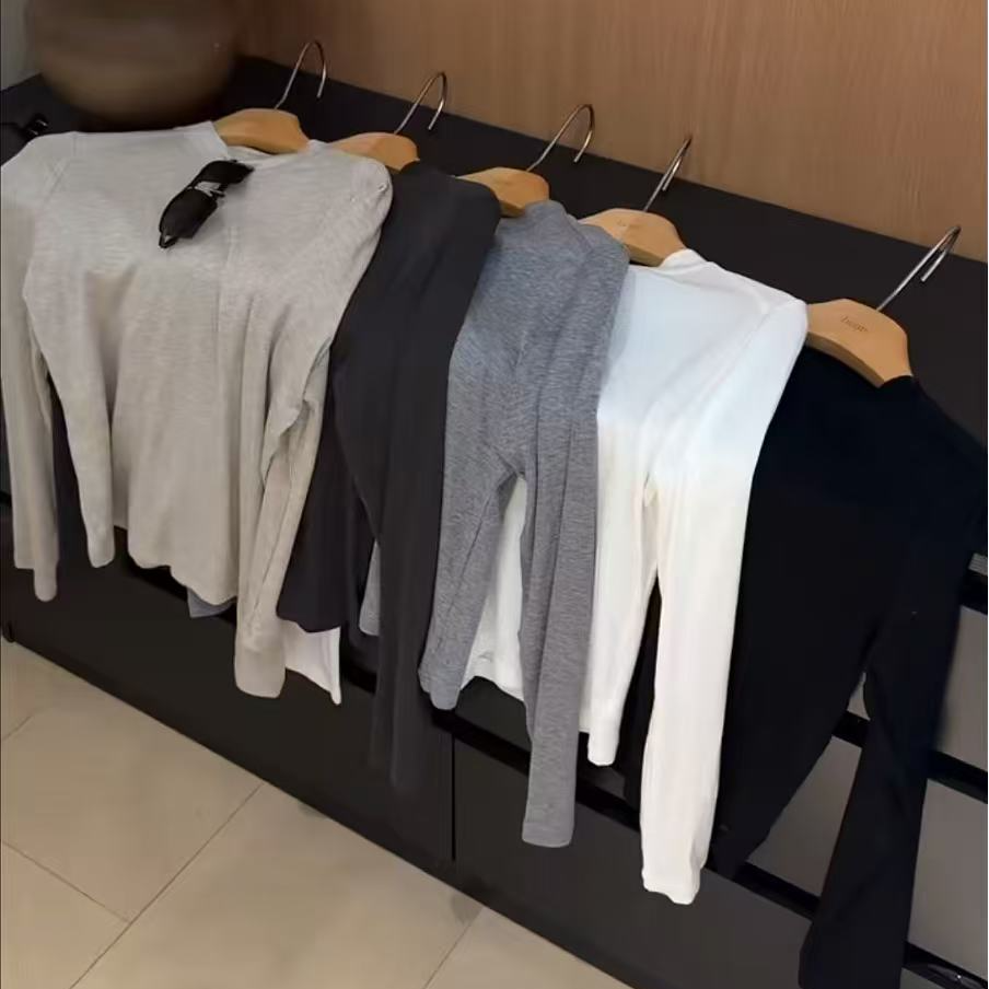 HEAN 裸感软糯 莱赛尔羊毛中领正肩显瘦极简老钱风百搭打底T恤女