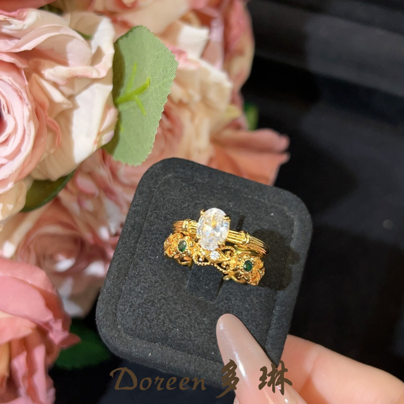 铜合金戒指 白冰糖蕾丝戒指