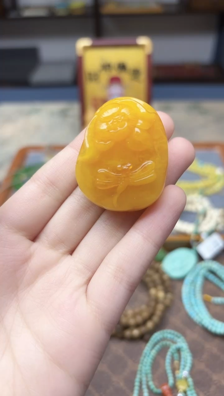 蜜蜡颈饰未镶嵌蜜蜡雕件WCY编绳