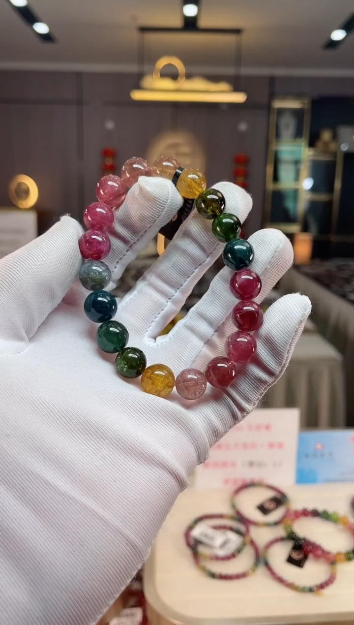 未镶嵌老矿碧玺彩单圈手串10mm+碧玺（多样性发一条） xion