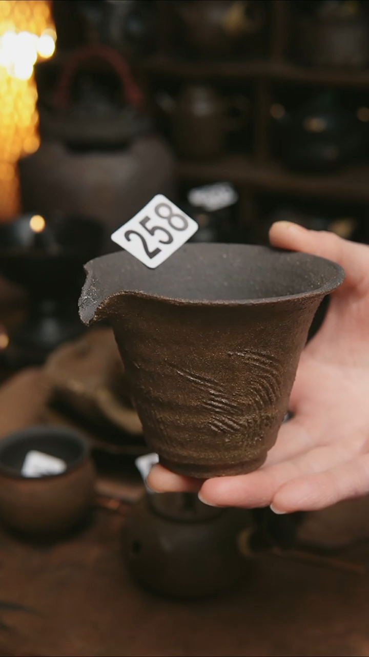 258号紫砂全手工粉引公道110毫升满容