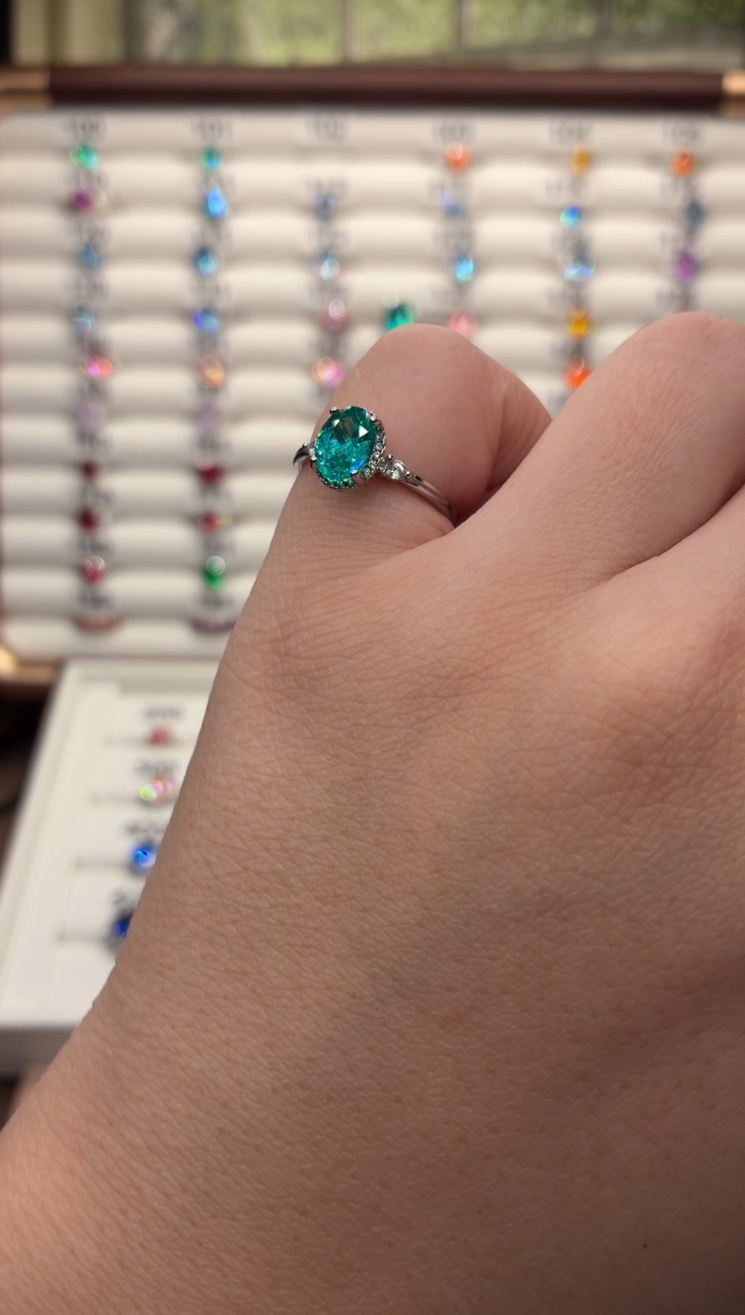 银S925镶嵌戒指碧玺8805