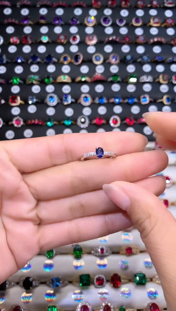【闪购商品】蓝宝石戒指银S925镶嵌银色