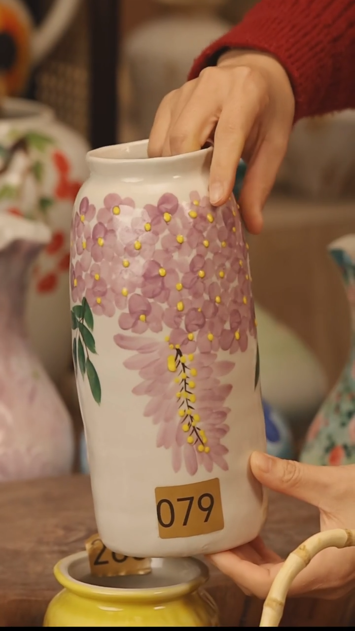 陶瓷景德镇设计师手作花器摆件侘寂风@M079@