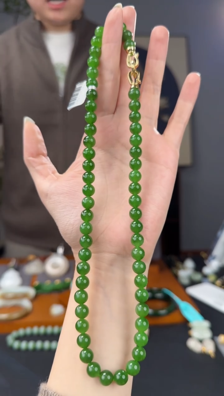 颈饰未镶嵌和田玉碧玉妈妈链卡8