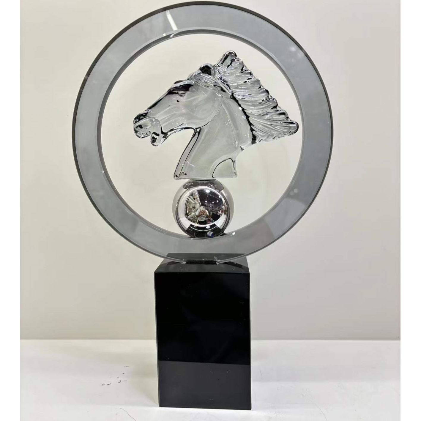 轻奢马头摆件电镀人造水晶工艺品客厅办公室书柜桌面装饰摆件