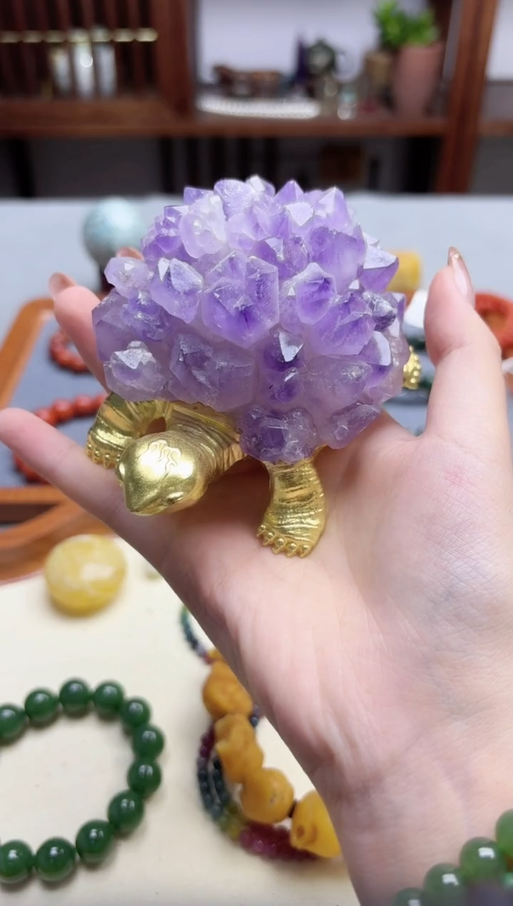 未镶嵌车挂水晶叙****乐紫水晶龟摆件GW