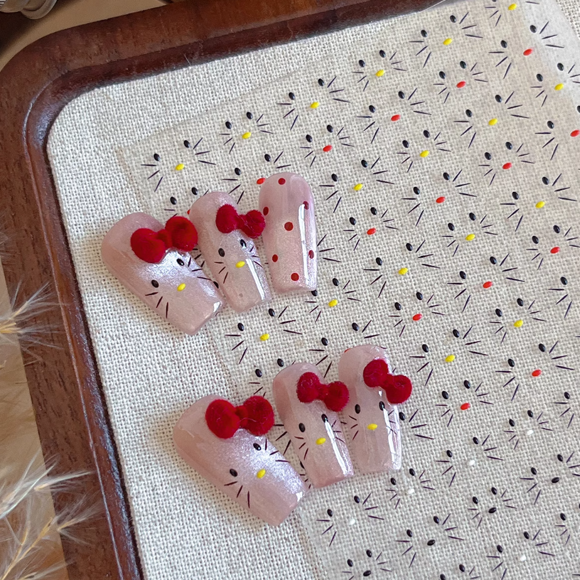 【马上制造局】kitty猫脸贴纸浮雕卡通脸美甲贴纸精致线条可爱