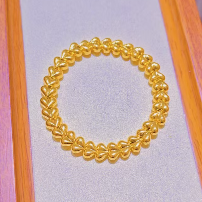 【菲菲专享】足金999 满圈屁桃爱心麦穗 精致时尚百搭（32颗编好）