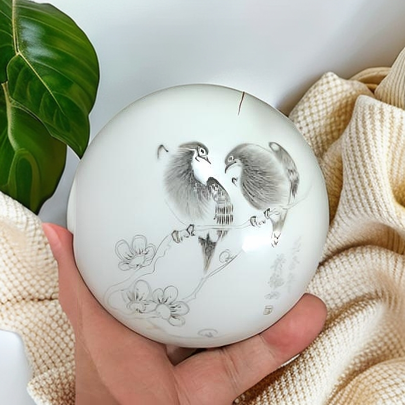 刻瓷艺术瓷器印泥盒