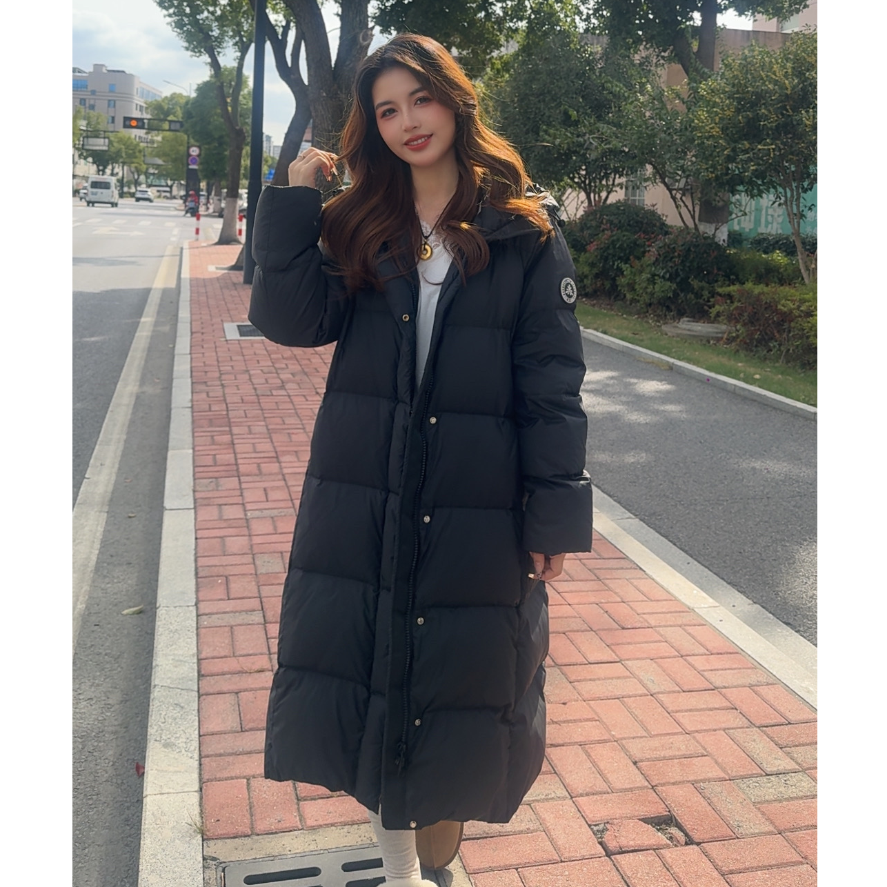 雪山系列2.0 90国标白鸭绒 长款时尚连帽羽绒服情侣加厚保暖