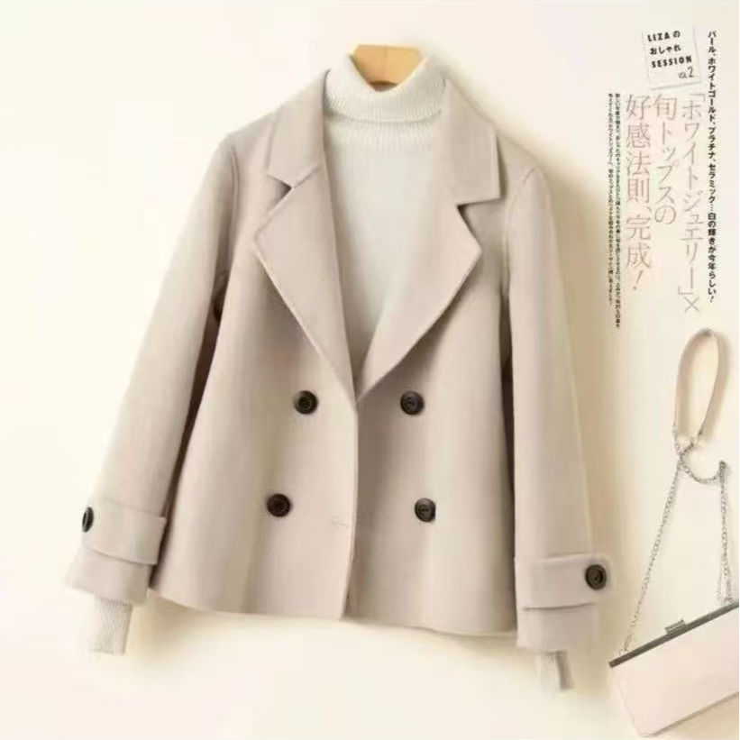 秋冬新款双面绒大衣女中长款宽松韩版气质百搭外套818