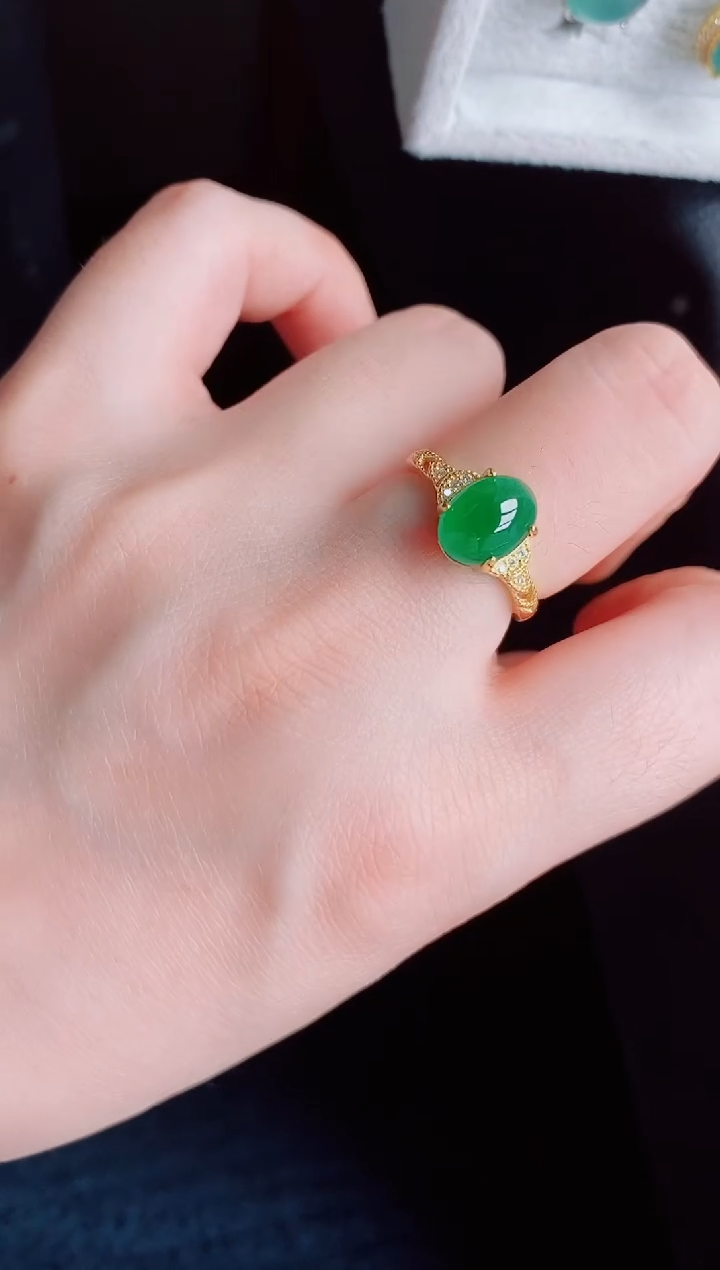 【闪购商品】翡翠戒指银S925镶嵌天然a货翡翠168