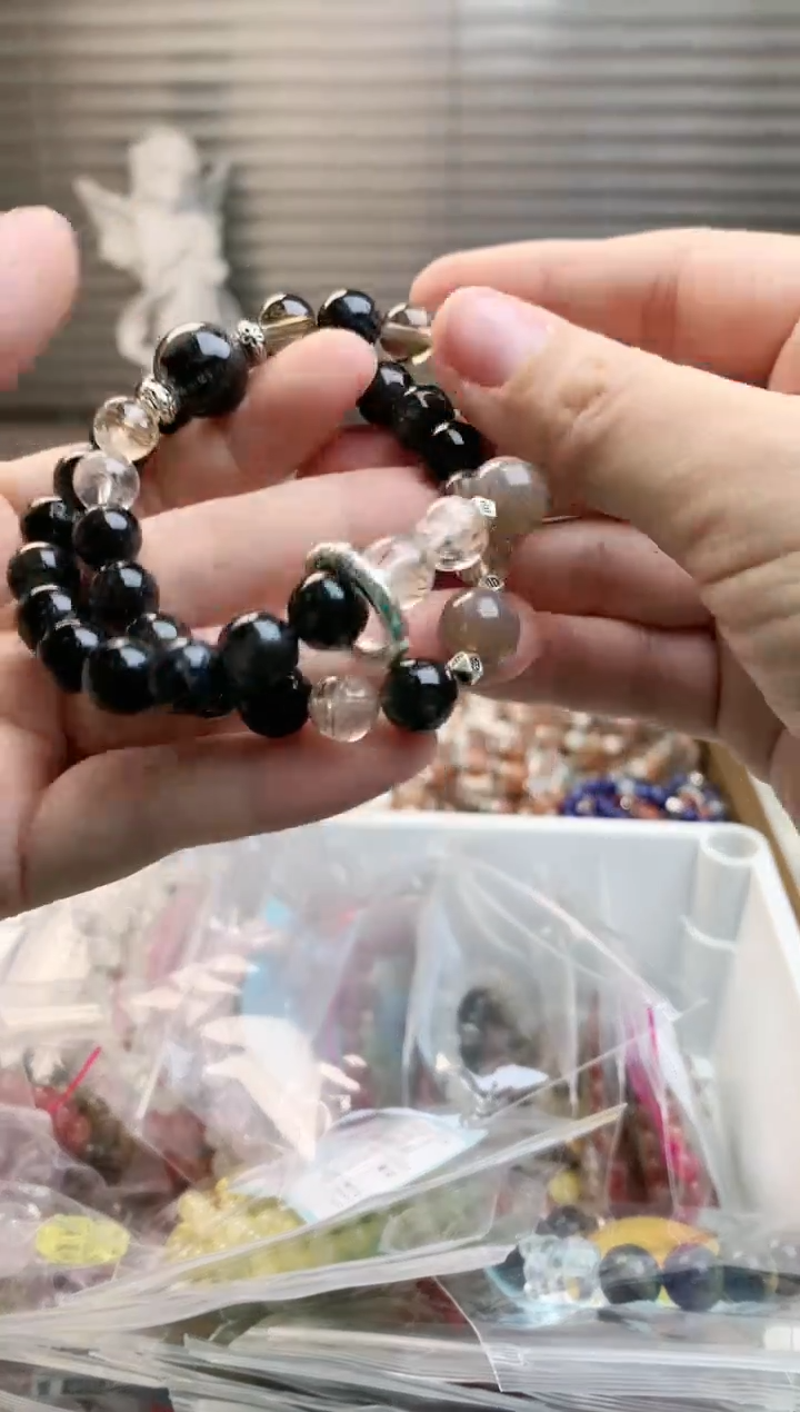 【闪购商品】水晶珠宝半成品未镶嵌黑发黑超双圈