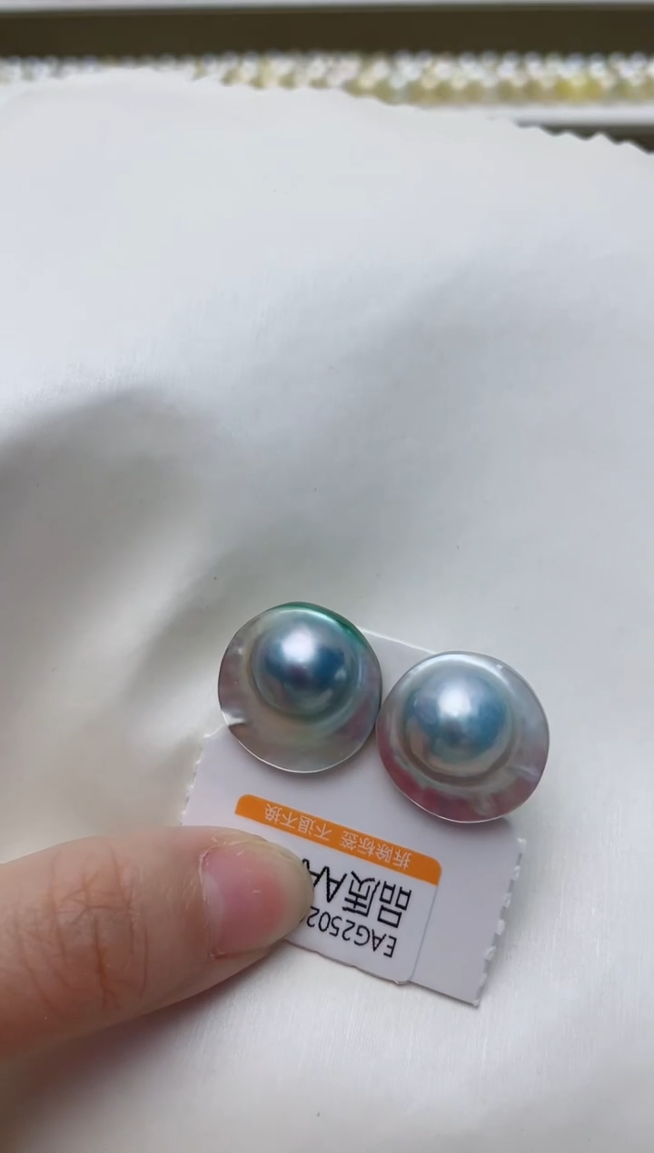 【闪购商品】拼合珍珠（马贝珠）耳饰银S925镶嵌A31