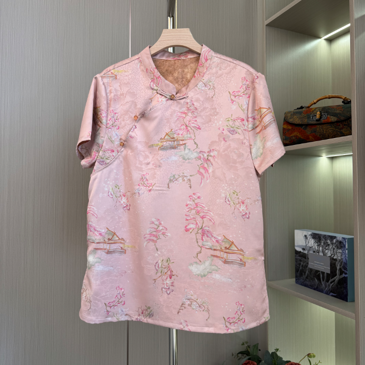 2525款【桃染】时尚洋气女士短袖上衣