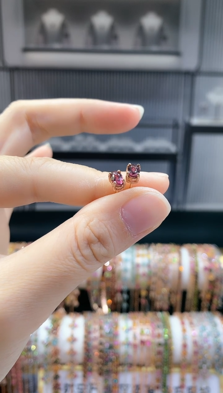 银S925镶嵌耳钉碧玺5555555555