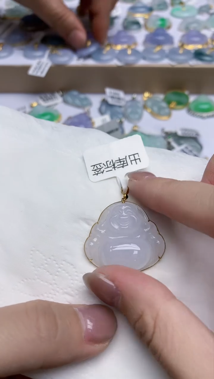 【闪购商品】翡翠颈饰18K金镶嵌天然翡翠A货