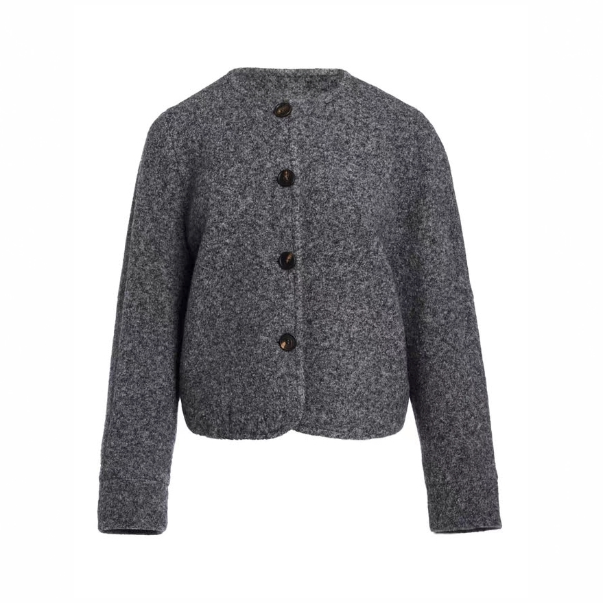 GXO 25秋冬新款绵羊毛复古圆领毛呢外套女【宽松款卡码拍小】WT0116