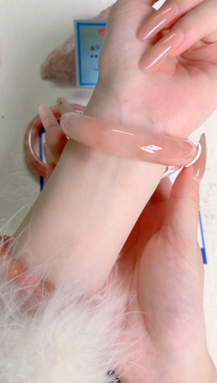 未镶嵌手镯石英质玉桃花151-圈口58.4