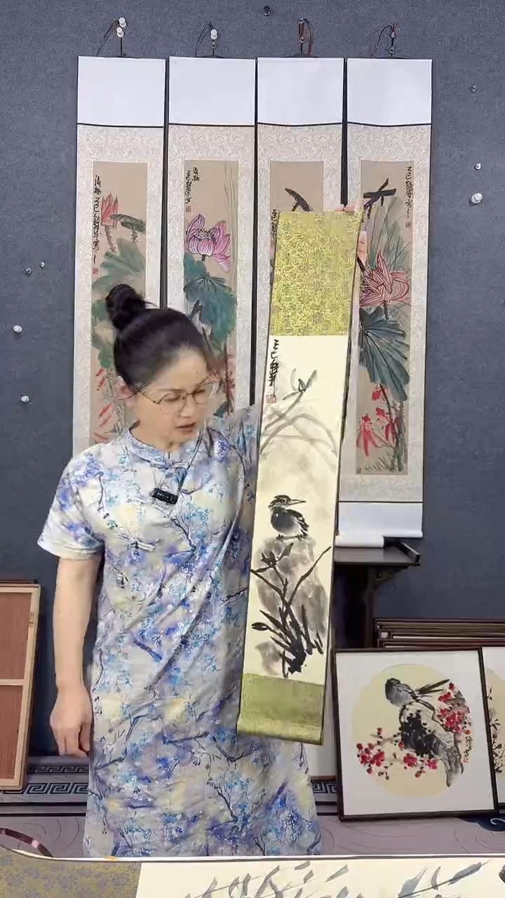 国画90*15吴铁成手绘卷轴
