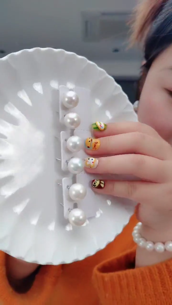 合金耳钉淡水珍珠1416龙蛋耳钉