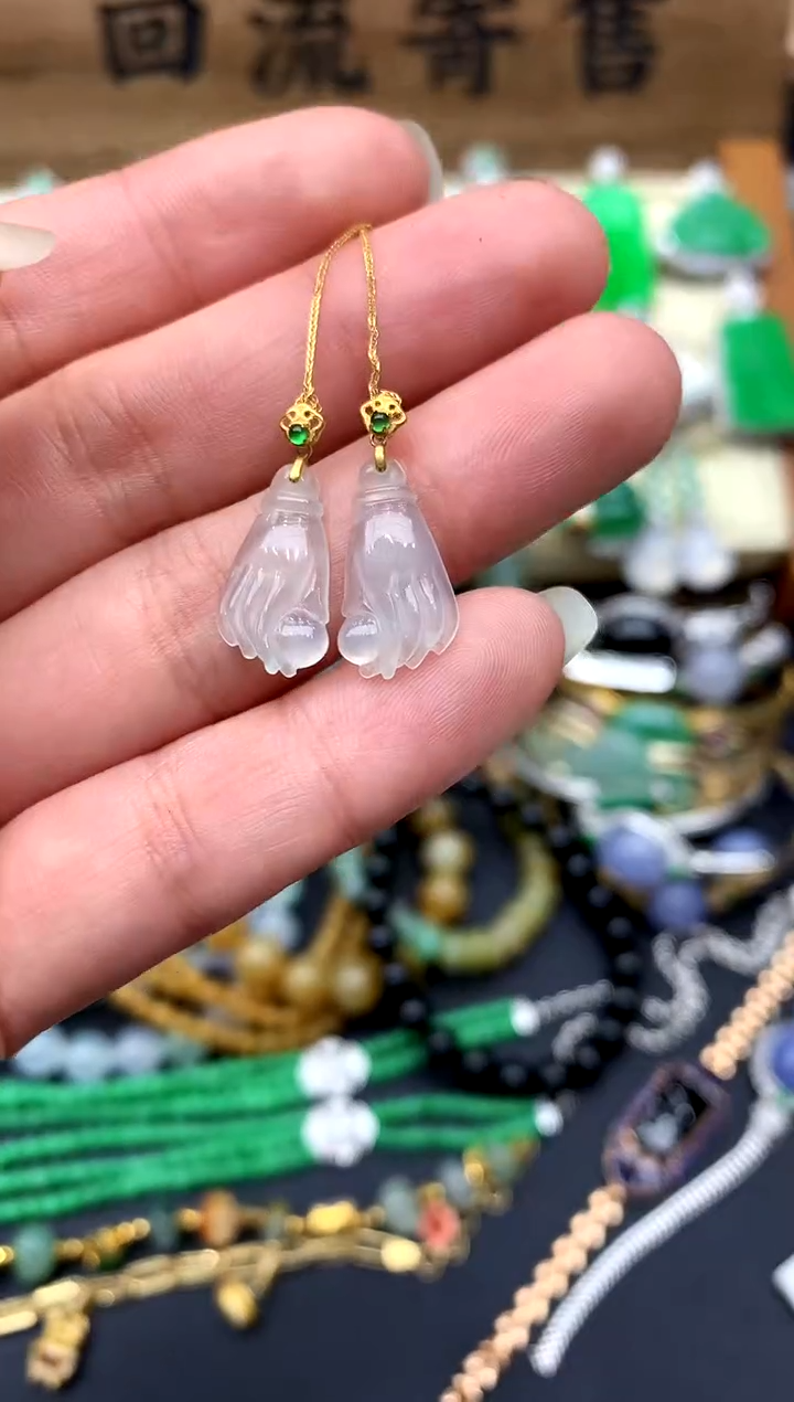 【闪购商品】翡翠耳饰18K金镶嵌203-中国好珍宝