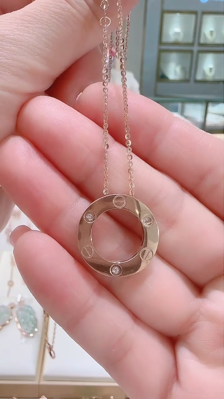 【闪购商品】钻石套链18K金镶嵌套链20mm