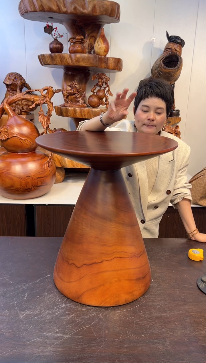 木香樟手工圆形边几桌