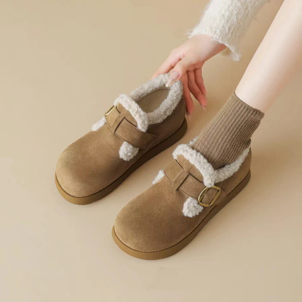 【品牌补贴】铁头A勃肯鞋加绒加厚豆豆棉软底防滑女毛毛鞋雪地靴