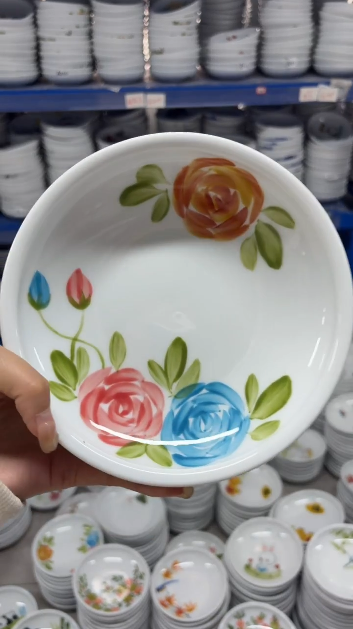 瓷片景德镇高温陶瓷食品级手绘釉中彩-小月亮盘