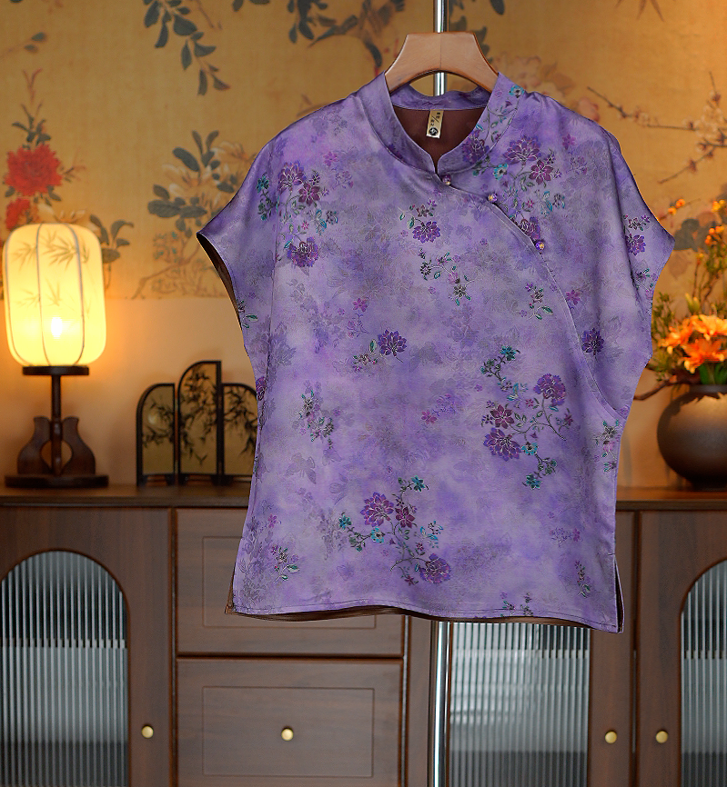 紫金花 新中式香云纱国风高级显瘦女上衣 5004