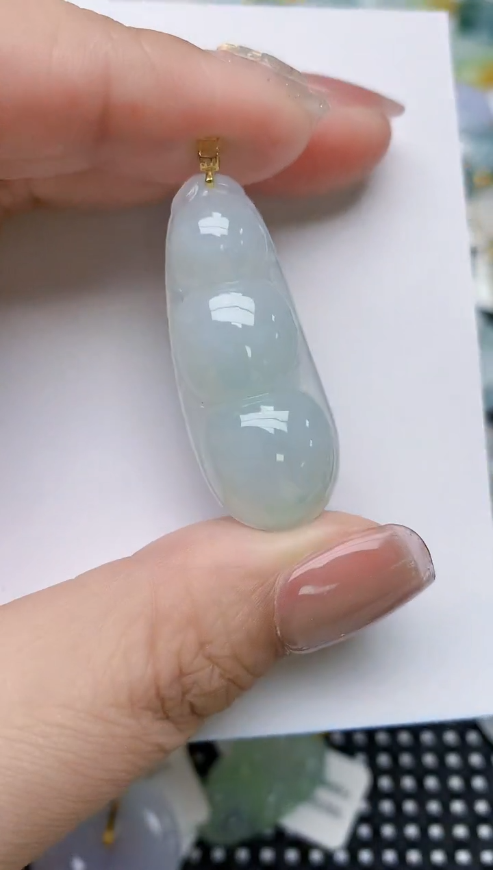 翡翠18K金镶嵌颈饰天然缅甸A货翡翠