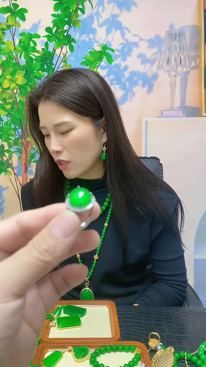 【闪购商品】翡翠银S925镶嵌戒指翡翠戒指