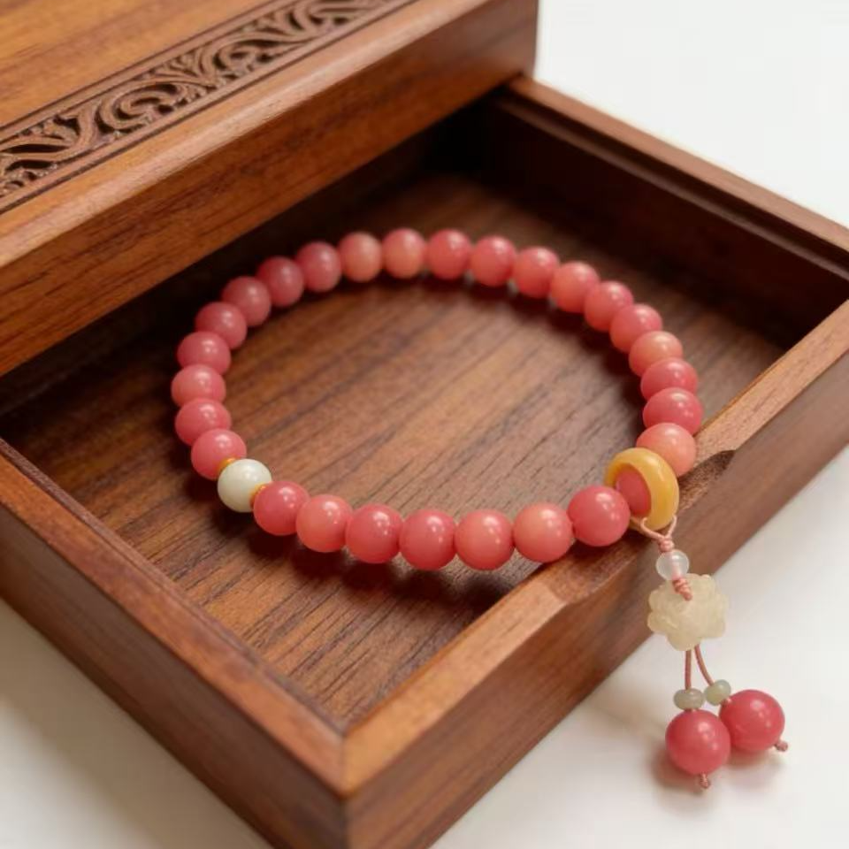 ZX0075蜜桃粉菩提手串（无礼盒）