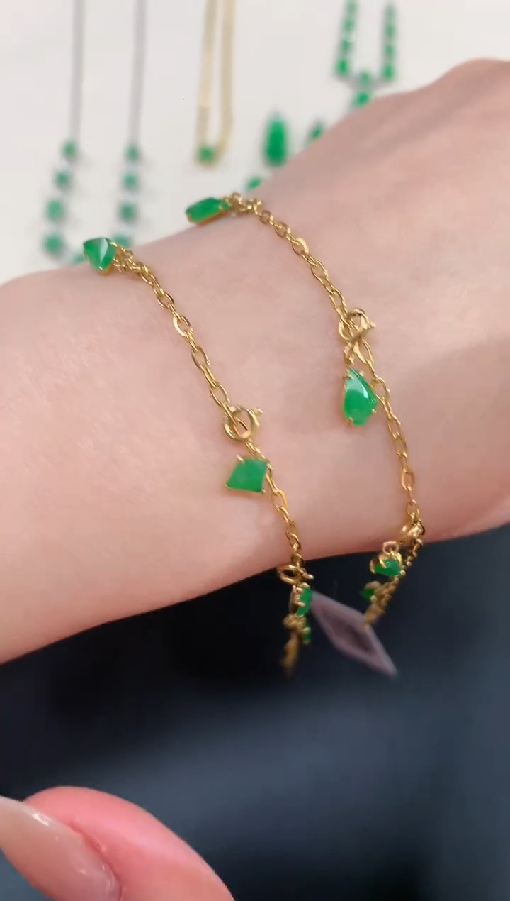 【闪购商品】翡翠手链18K金镶嵌A728|2980多样性发货一