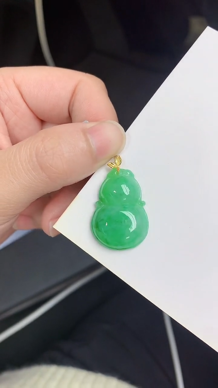 颈饰18K金镶嵌翡翠天然缅甸A货百元以上9元证书费自理