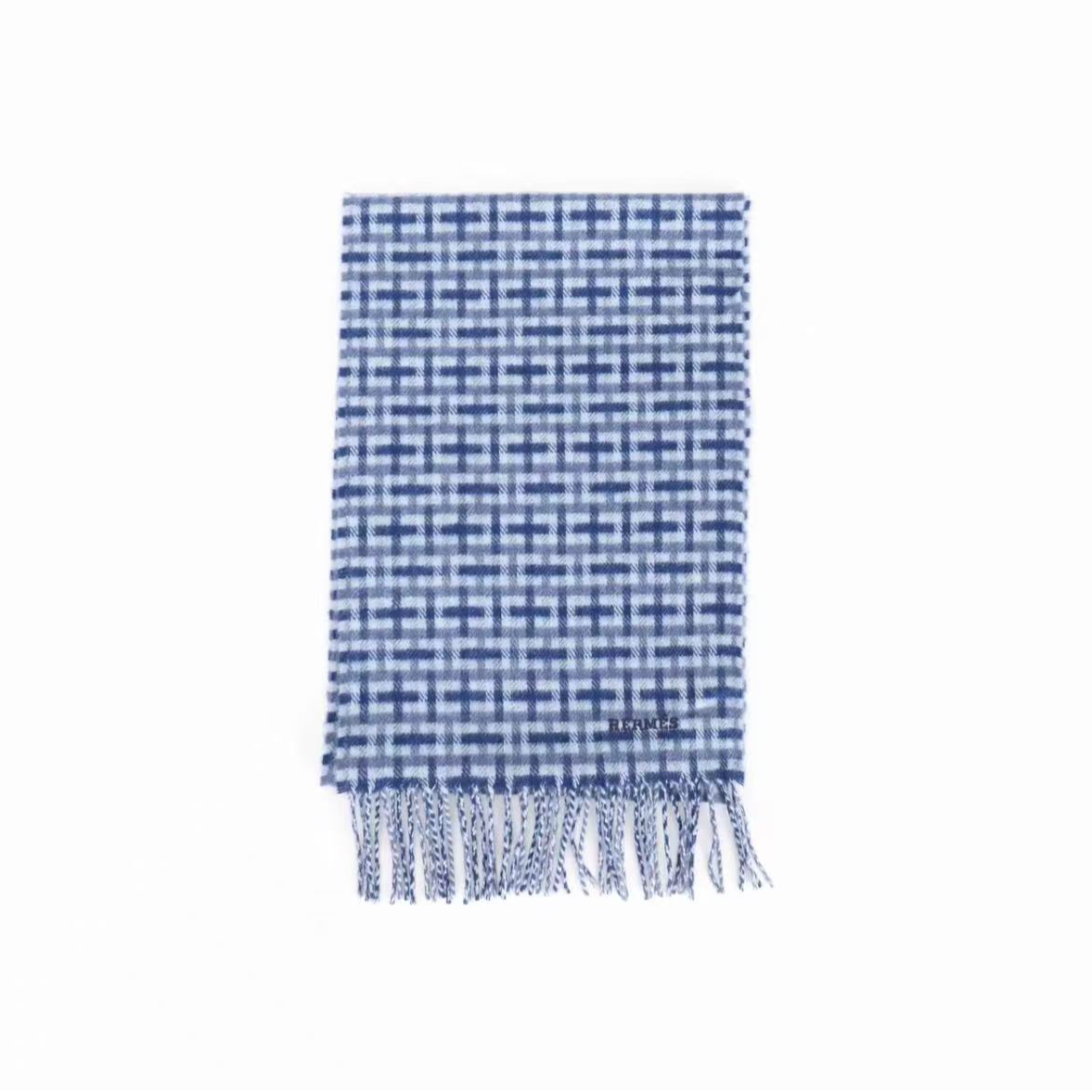 未使用 Hermes/爱马仕 【念念特价】Ecossais 苏格兰H围巾 蓝色