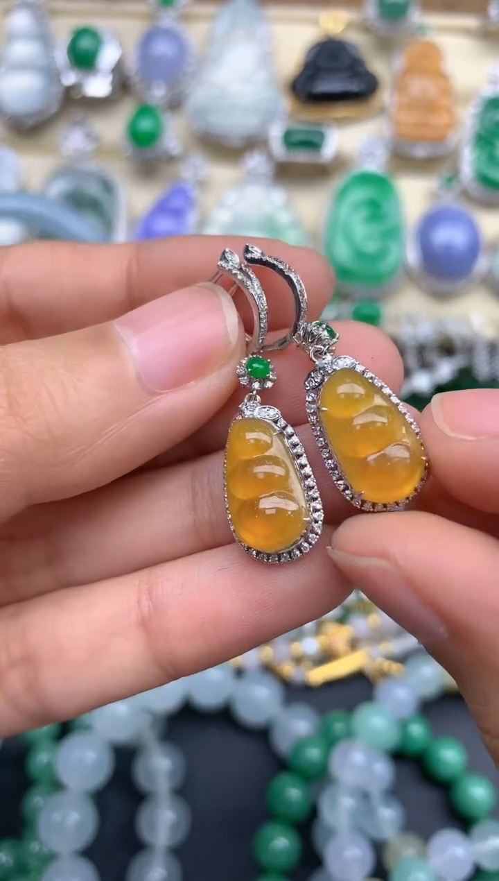 【闪购商品】翡翠耳饰18K金镶嵌269-中国好珍宝