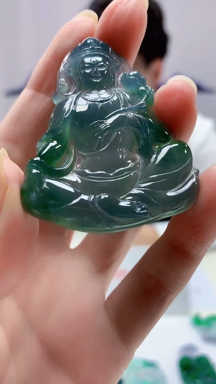 【闪购商品】定制翡翠未镶嵌4688zm-毛货赠珠链观音336