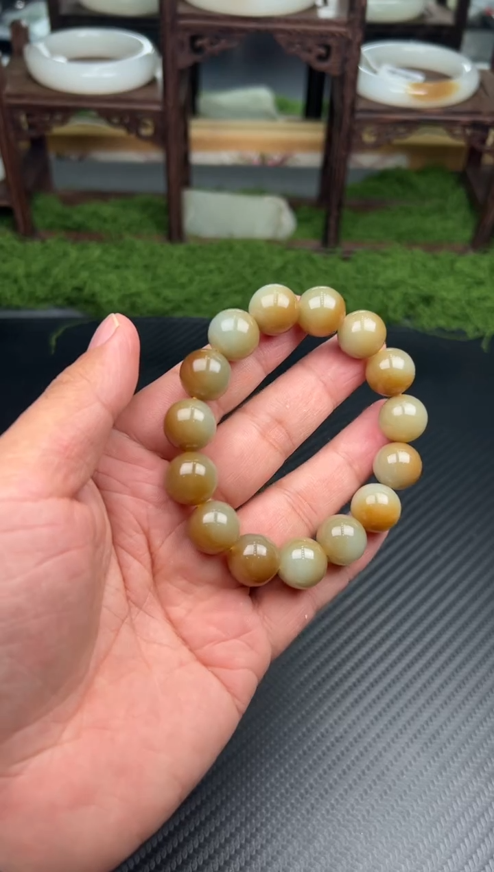 未镶嵌手串和田玉若羌微色差卡14（福利品）