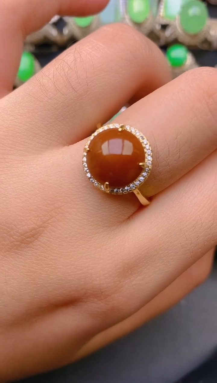 【闪购商品】翡翠戒指银S925镶嵌天然A货翡翠1