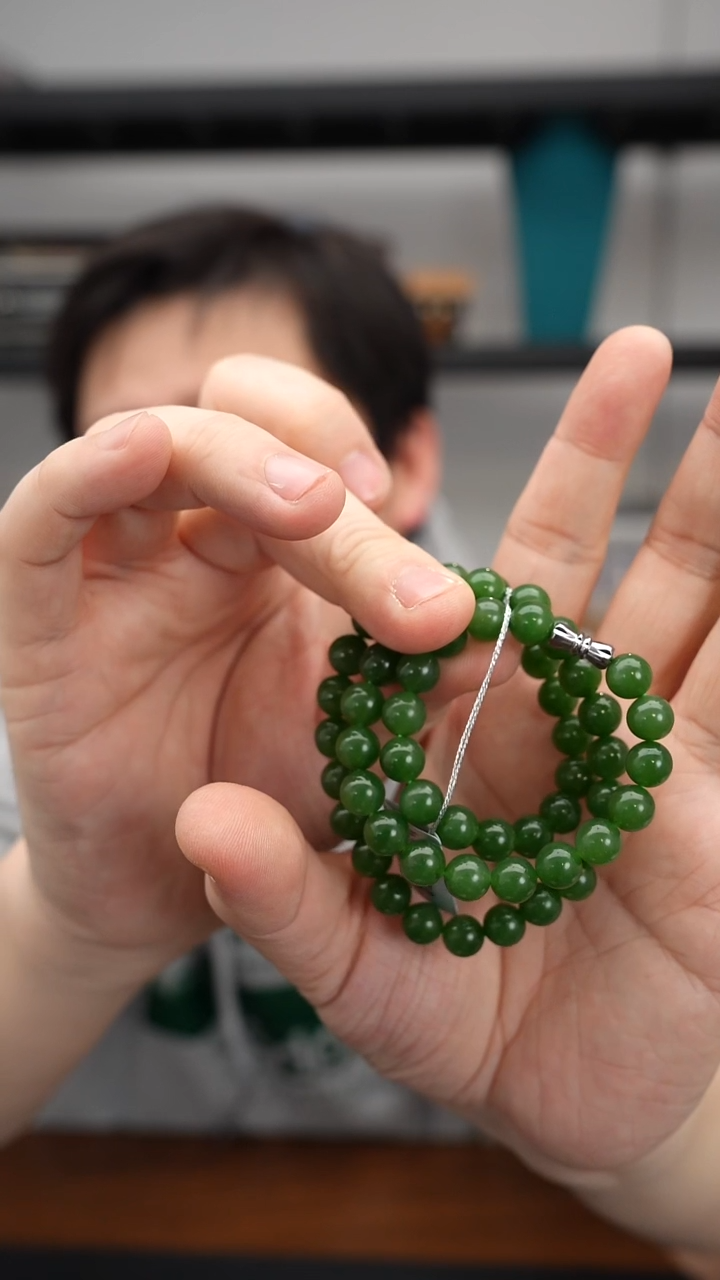 颈饰未镶嵌和田玉1226DJ227老坑碧玉圆珠项链