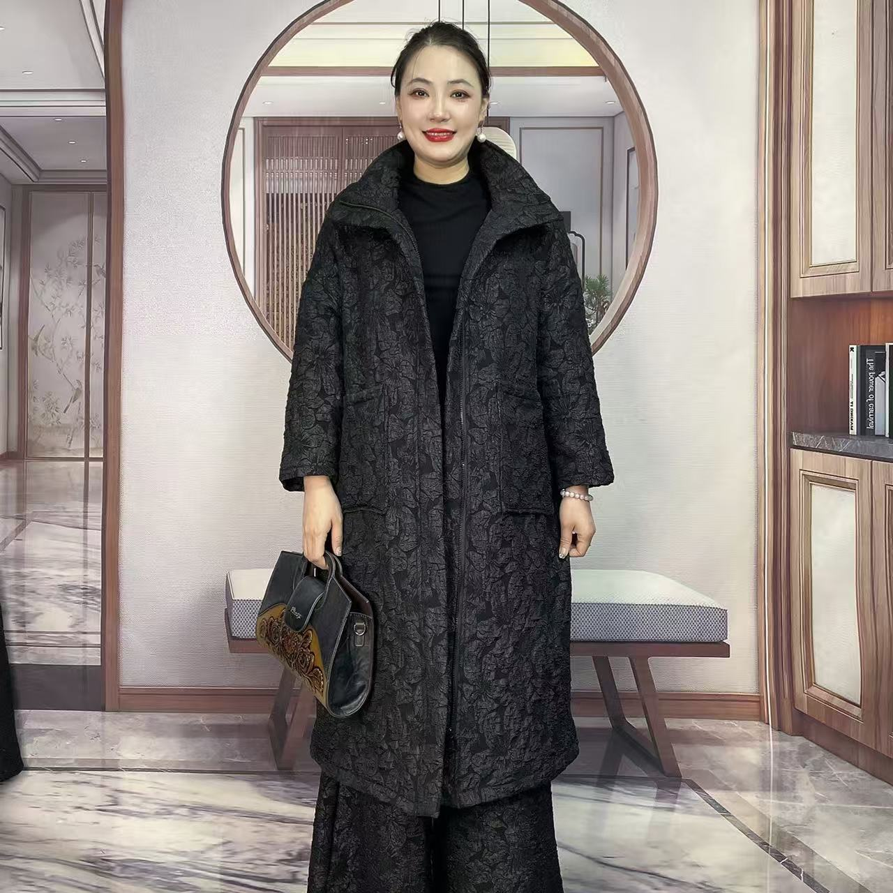 ［清货］W58008大版烧花风衣