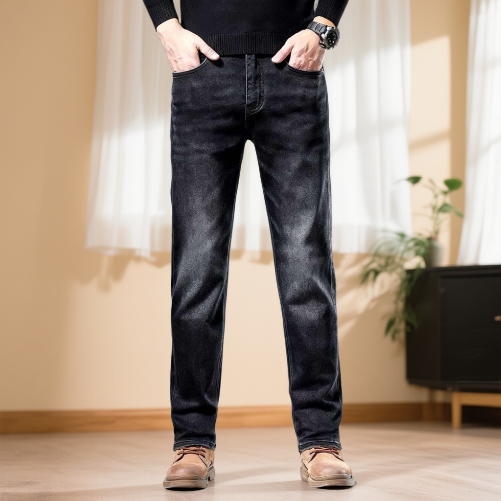 【总裁-柔软牛仔】亲肤四面中弹不掉色轻奢修身小直筒牛仔潮男裤子