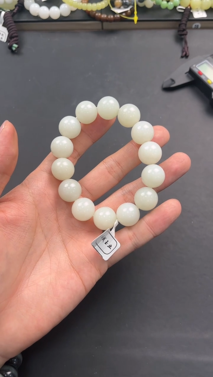 未镶嵌手串和田玉且末天泰白玉手串卡16微色差